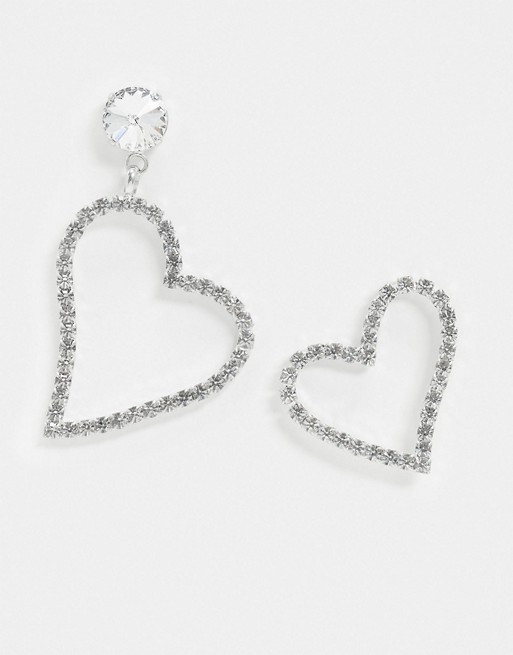 Krystal London Swarovski Crystal Asymmetric Heart Earrings