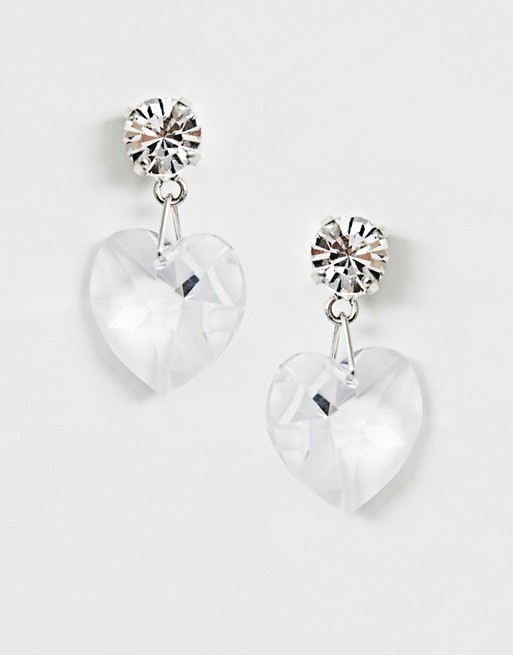 Krystal London Swarovski Crystal Hanging Heart Earrings