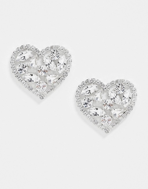 Krystal London Swarovski Crystal Mega Filled Heart Earrings