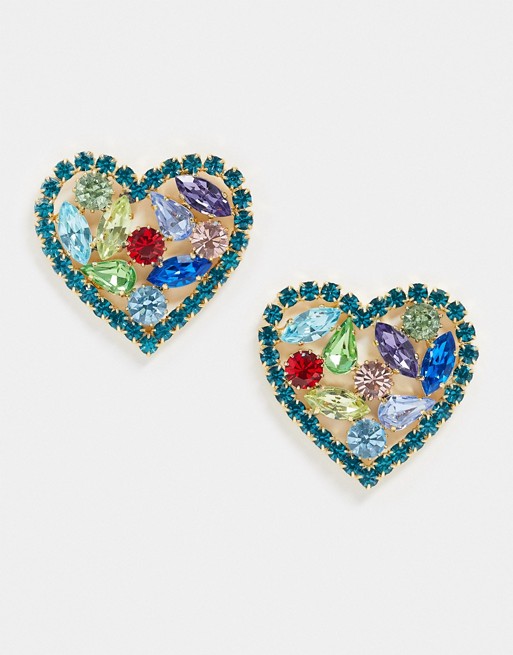 Krystal London Swarovski Crystal Mega Filled Heart Earrings