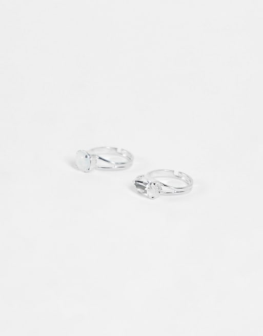 Krystal silver and opal ring set