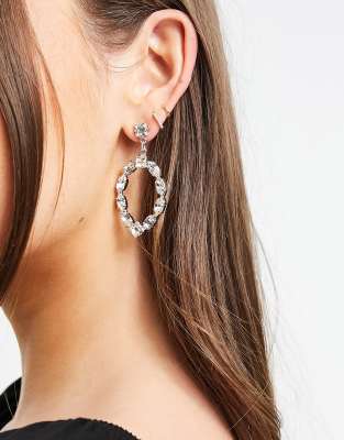 Krystal Swarovski crystal statement earrings-Silver