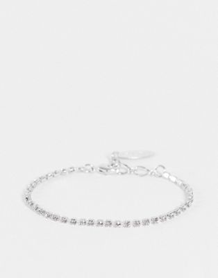 Krystal thin bracelet with crystal details in silver