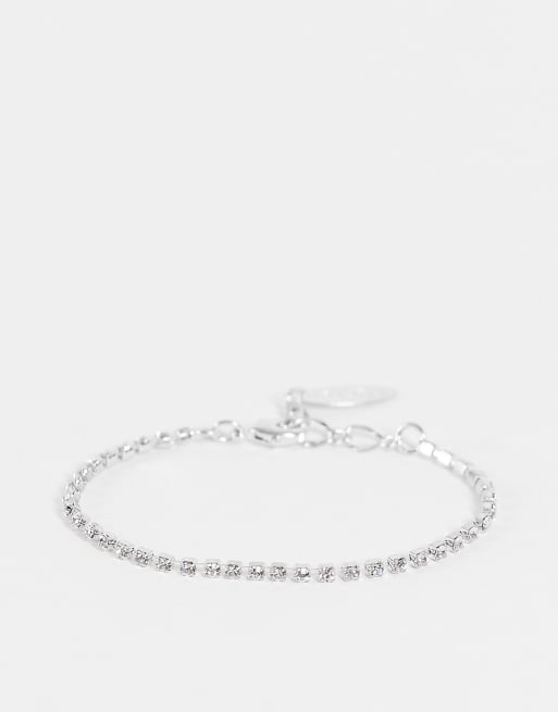 Krystal thin bracelet with crystal details in silver 