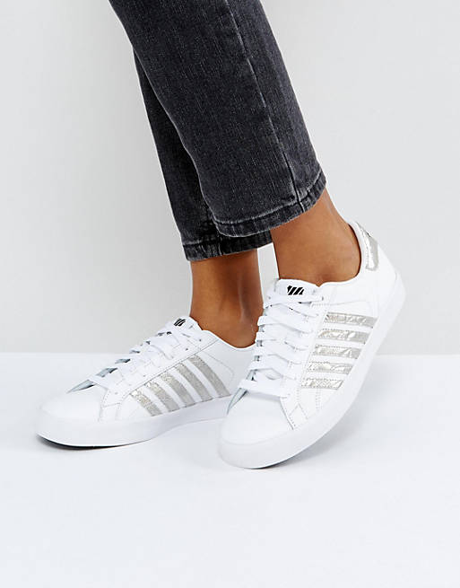 Kswiss Blemont Metallic Trainers In White With Silver Stripe | ASOS