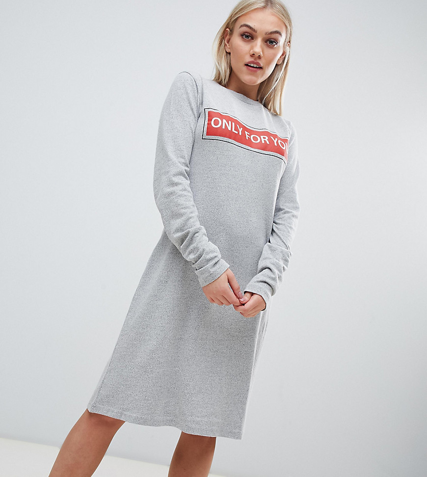 Kubban Petite Print Front T-Shirt Dress-Grey