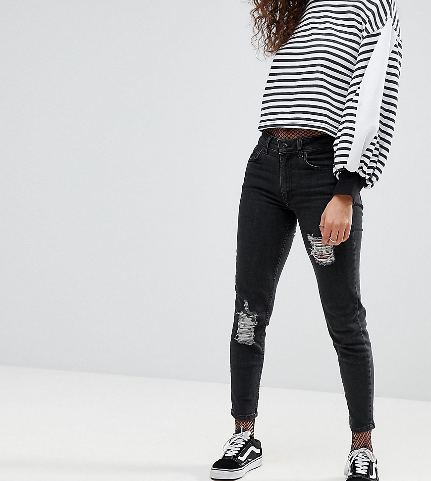 Kubban Petite - Skinny jeans met scheuren-Zwart