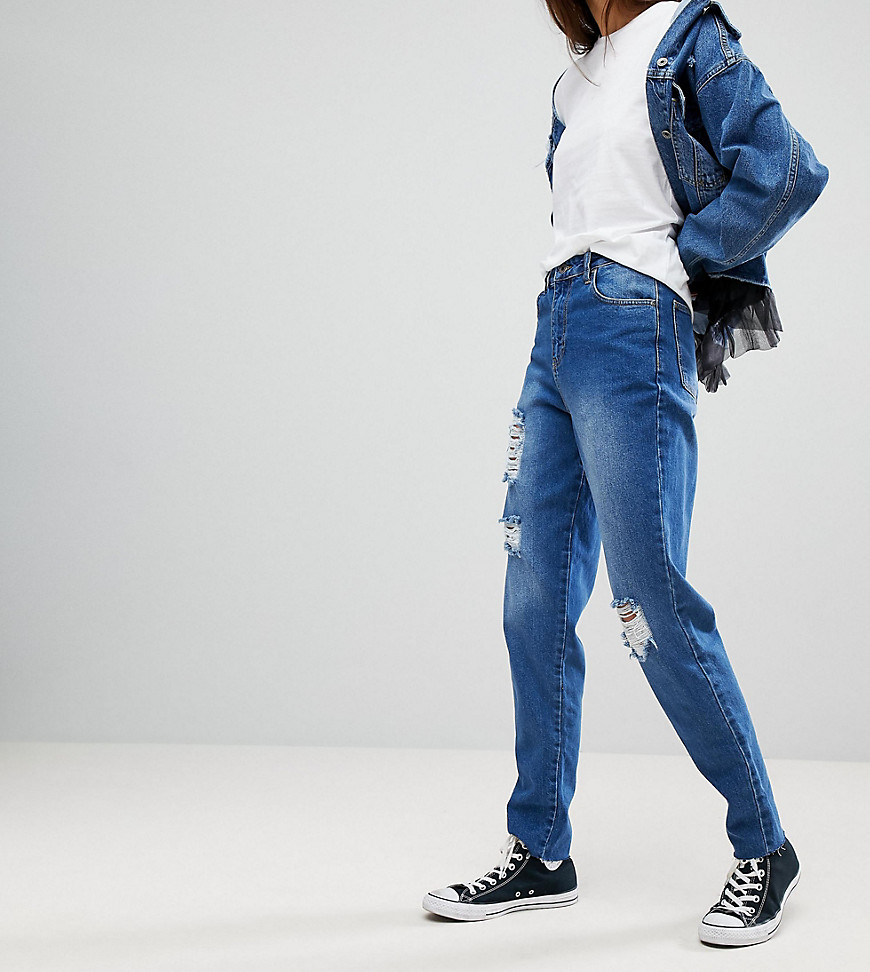 Kubban Tall – Core – Slitna jeans i mom jeans-modell-Blå
