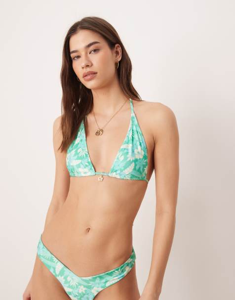 Kulani Kinis barefoot breeze triangle bikini top in bright green - view 1