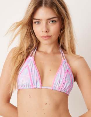 Kulani Kinis Double Strap Bikini Top With Contrast Stitching