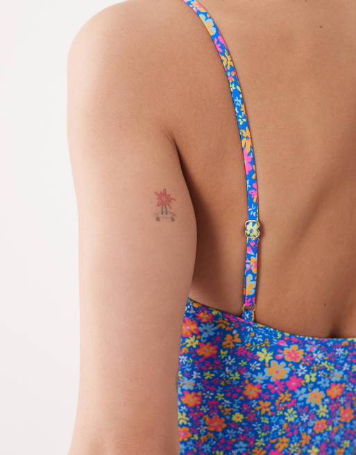 Kulani Kinis - Electric Bloom - Maillot 1 pièce invisible à armatures - Bleu fleuri, 3 de 4