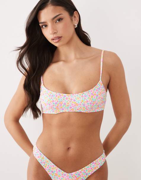 Kulani Kinis Field Trip underwire crop bikini top in pink floral - view 1