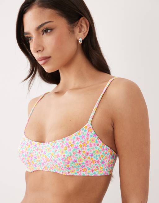 Kulani Kinis Field Trip underwire crop bikini top in pink floral, 3 of 4
