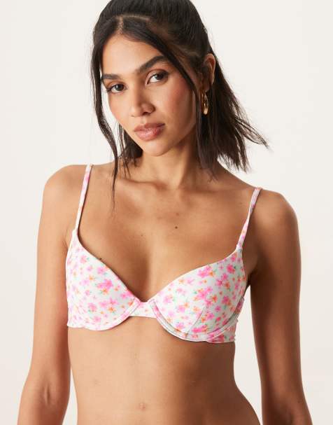 Kulani Kinis - Flamingo - Beugel-bikinitopje met bloemenprint in lichtroze - view 1