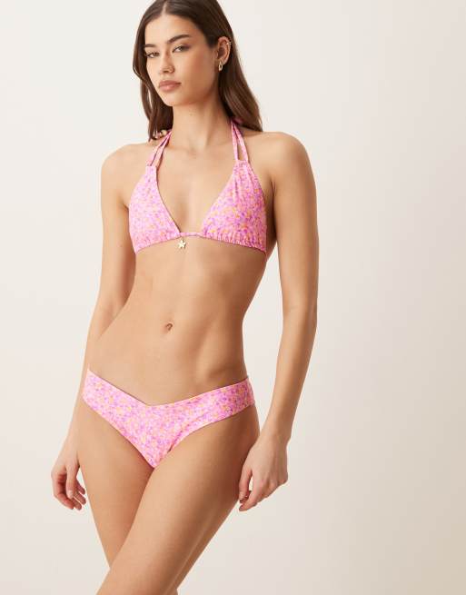 Kulani Kinis gelato bloom double strap triangle bikini top in pink, 3 of 4