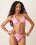 [Kulani Kinis] Kulani Kinis halterneck bikini top in starlight saloon pink M PINK