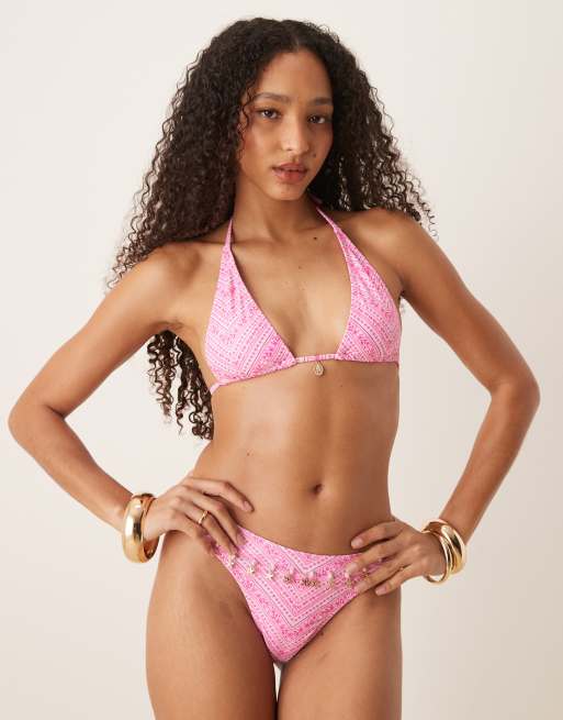 Kulani Kinis halterneck bikini top in starlight saloon pink, 2 of 4