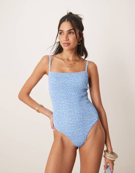 Kulani Kinis - Lemon Bloom - Badpak met lage rug in blauw - view 1