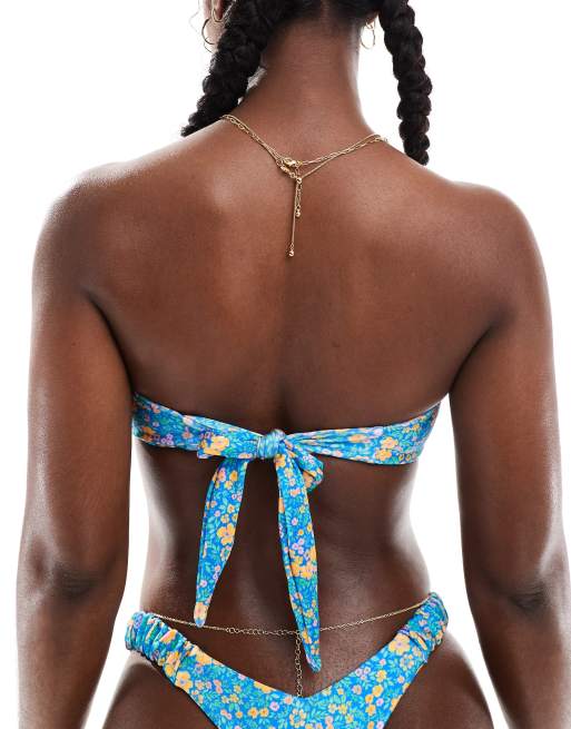 Kulani Kinis ocean potion strapless bandeau bikini top in blue, 3 of 4