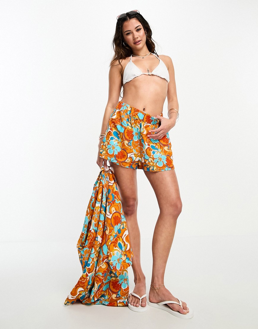 relaxed beach shorts in mango magic - part of a set-Orange