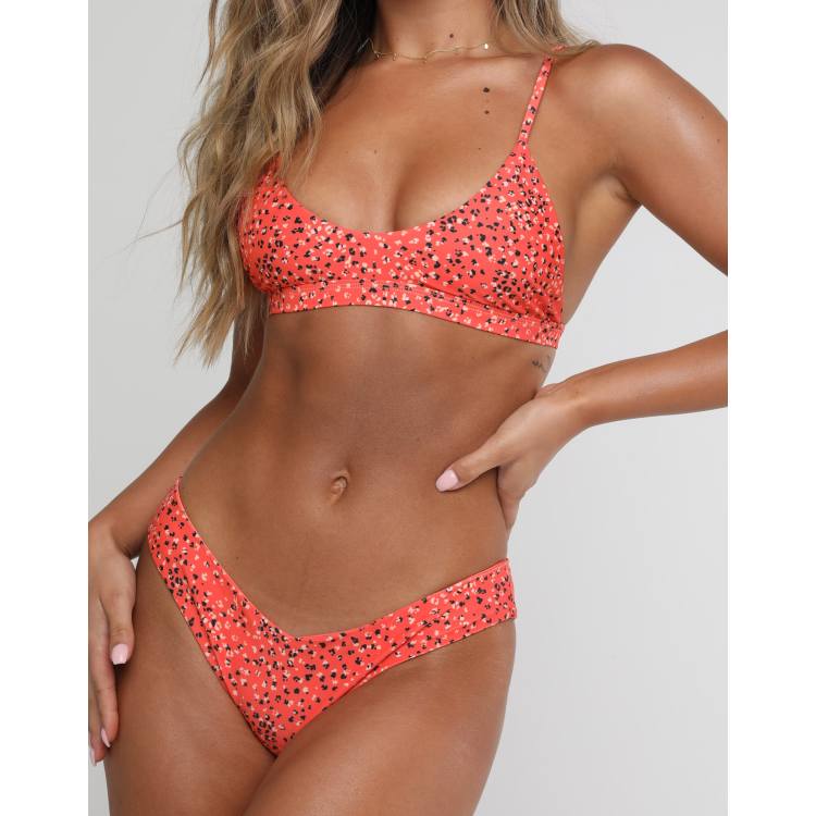 Red animal store print bikini