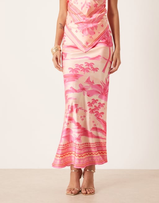 Kulani Kinis - Sippin Pretty - maxirok met trekkoord in roze en multi, 2 van 5