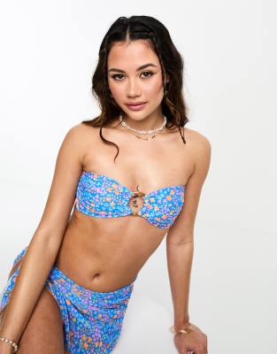 Kulani Kinis strapless bandeau bikini top in Bombshell Beach floral