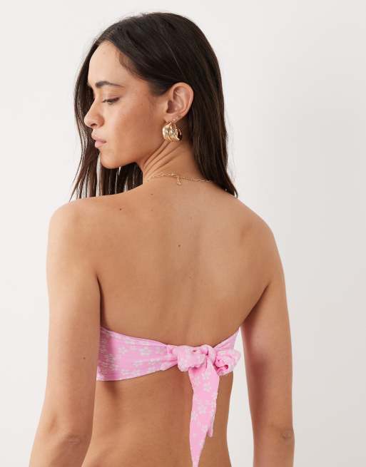 Kulani Kinis - Sugar Sprinkle - Top de bikini rosa claro con escote palabra de honor, 4 de 5