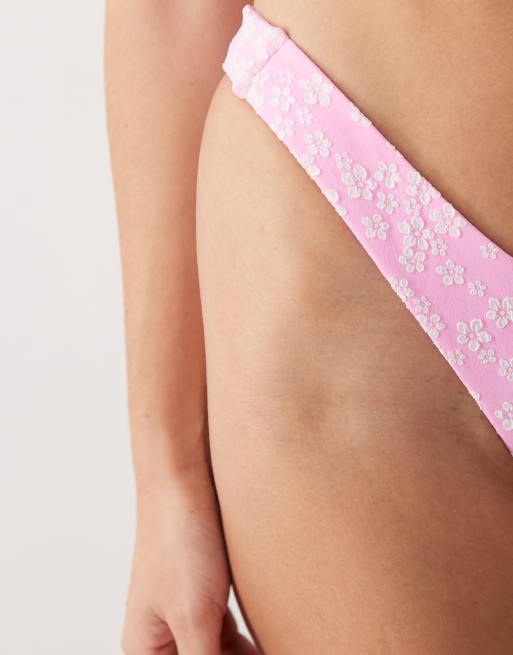 Kulani Kinis sugar sprinkle Y thong bikini bottom in light pink, 4 of 5