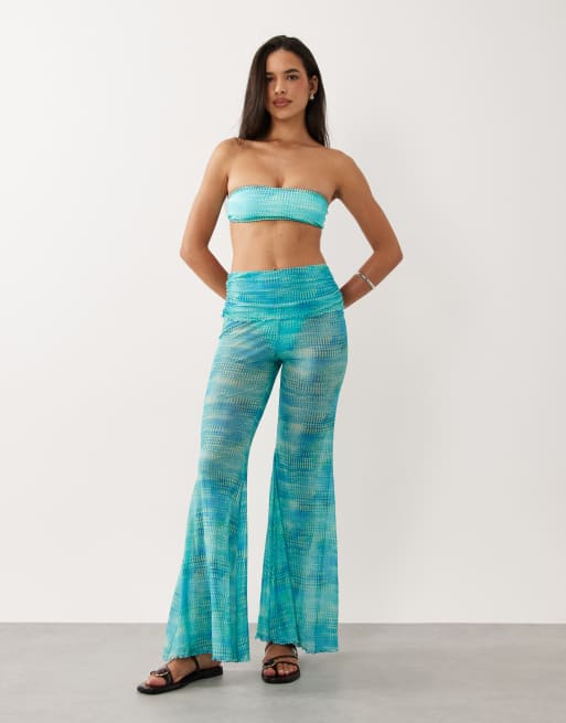 Kulani Kinis summer seas mesh flare pants in light blue, 2 of 6