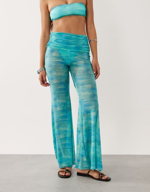 Kulani Kinis summer seas mesh flare pants in light blue, 3 of 6