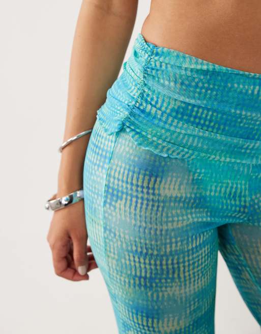 Kulani Kinis summer seas mesh flare pants in light blue, 4 of 6