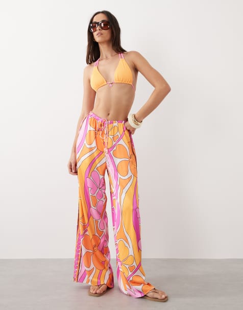Kulani Kinis Sunrise Swirl wide leg pants in pink and orange - view 1