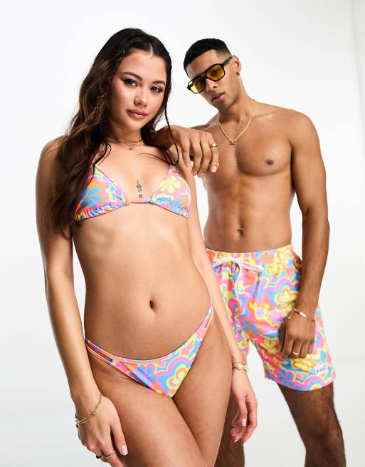Kulani Kinis twin strap bralet bikini top in Lovey Dovey floral print 