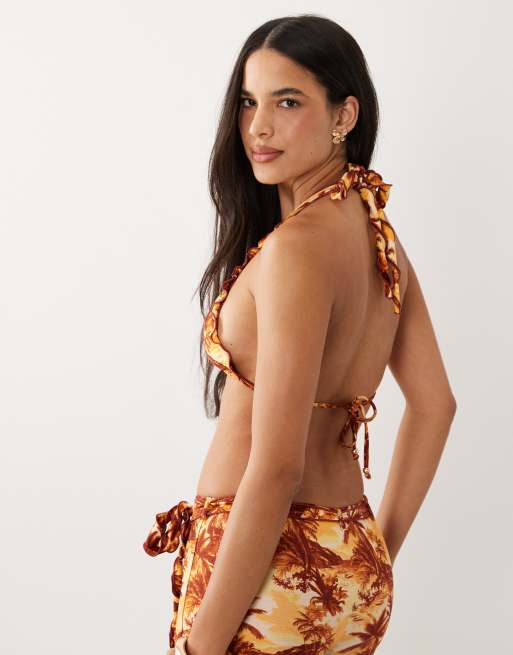 Kulani Kinis vintage vacay halter bikini top in mid brown, 5 of 5