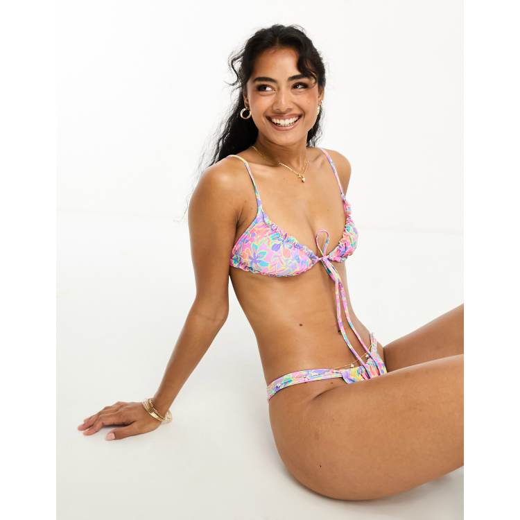 Kulani Kinis ruched underwire bra bikini top in tutti frutti