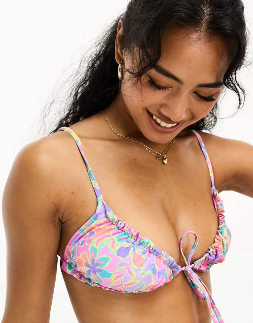 Kulani Kinis ruched underwire bra bikini top in tutti frutti