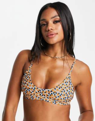 Kulani Kinis Kulani Kinis x Hannah Meloche crop top in orange ditsy floral print-White