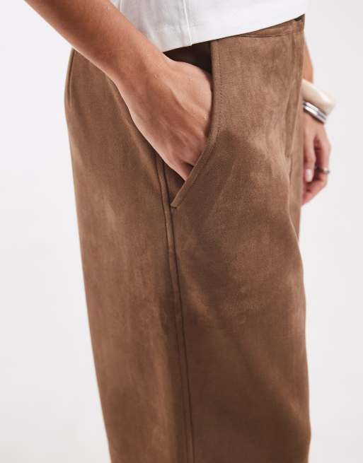 Kun bermudashorts i imiteret ruskind i brun, 2 af 5