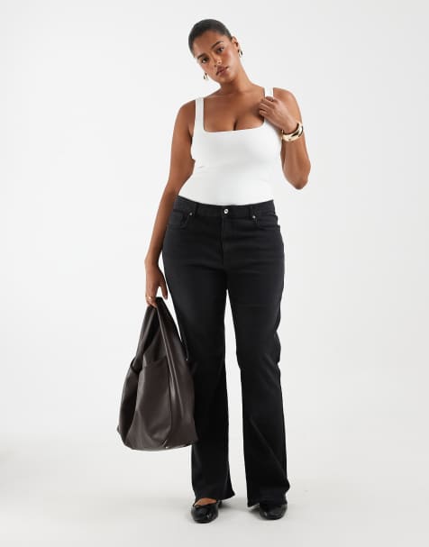 Kun Curve Phoebe jeans med svaj i vasket sort - view 1