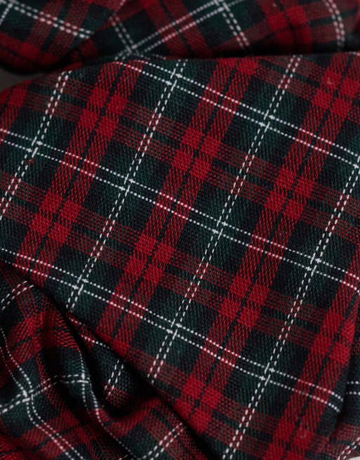 Kun scrunchie i rødt skotsktern med sløjfer, 2 af 3
