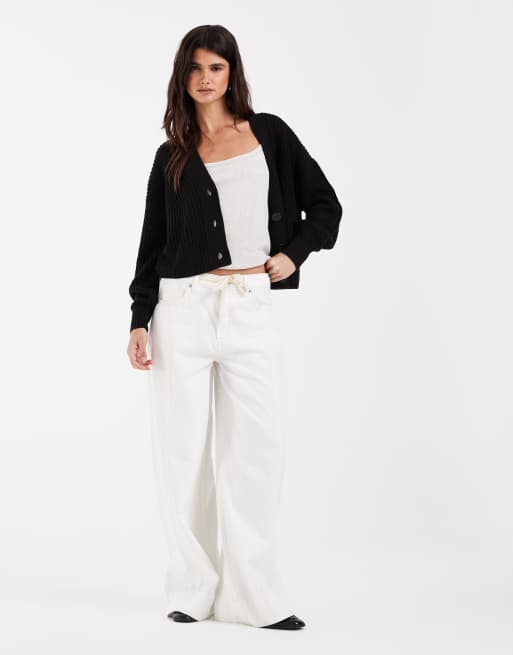 Kun strikket cardigan i sort, 2 af 4