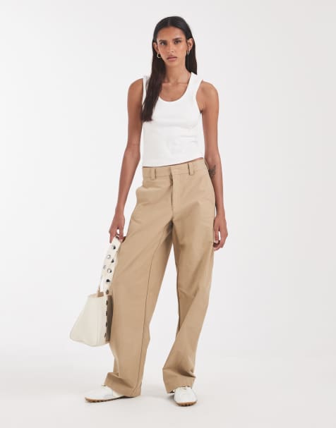 Kun Tall barrel-bukser i beige - view 1