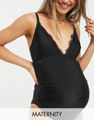  Купальник с кружевом для груди размеров D-F Wolf & Whistle Maternity Exclusive-Черный