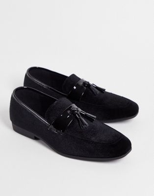 Kurt Geiger bath velvet tassle loafers in black