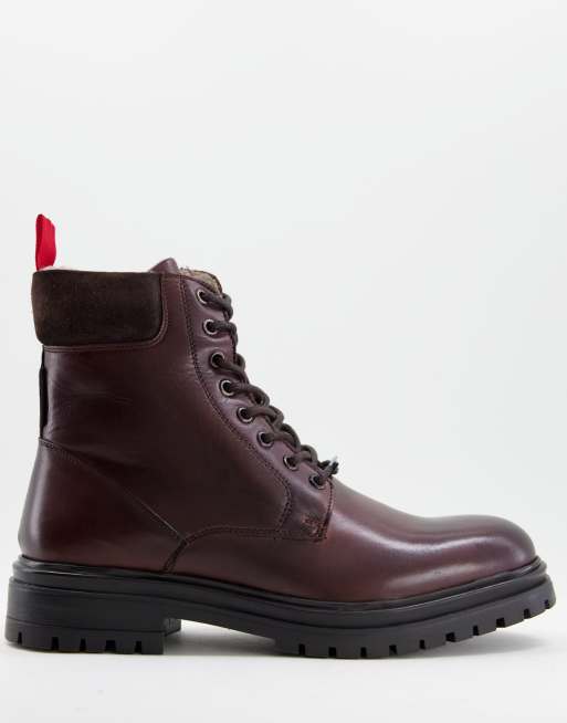 Kurt Geiger - Force - Bottines chunky en cuir à lacets - Marron