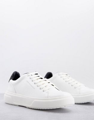 Kurt Geiger frankie lace up contrast back tab trainers in white
