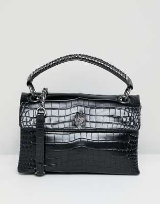 black leather croc bag