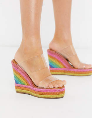 rainbow wedge sandals