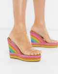 [Kurt Geiger London] Kurt Geiger London Ariana rainbow wedge mule sandal-Multi 5 Multi